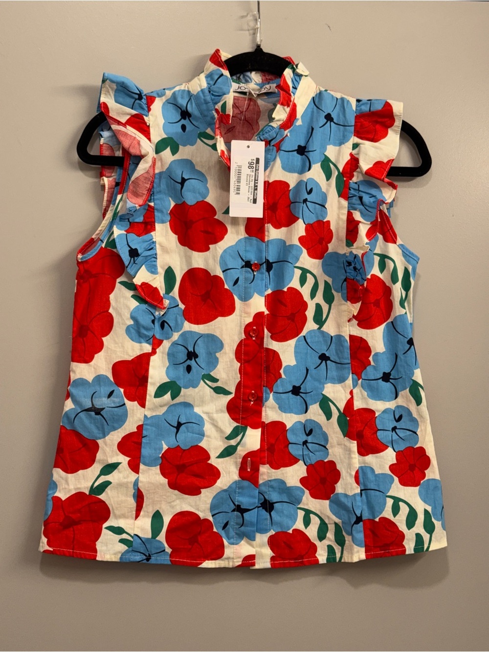 Joy Joy Floral Button-Down Sleeveless Top Cottagecore